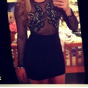 Black body con dress with sequin/jewel detail